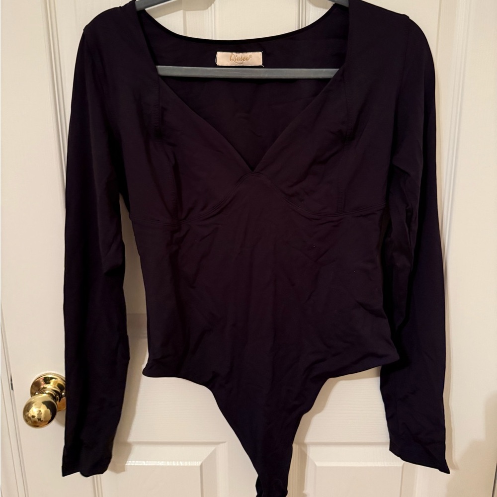 Black Deep V-Neck Bodysuit - Size XL